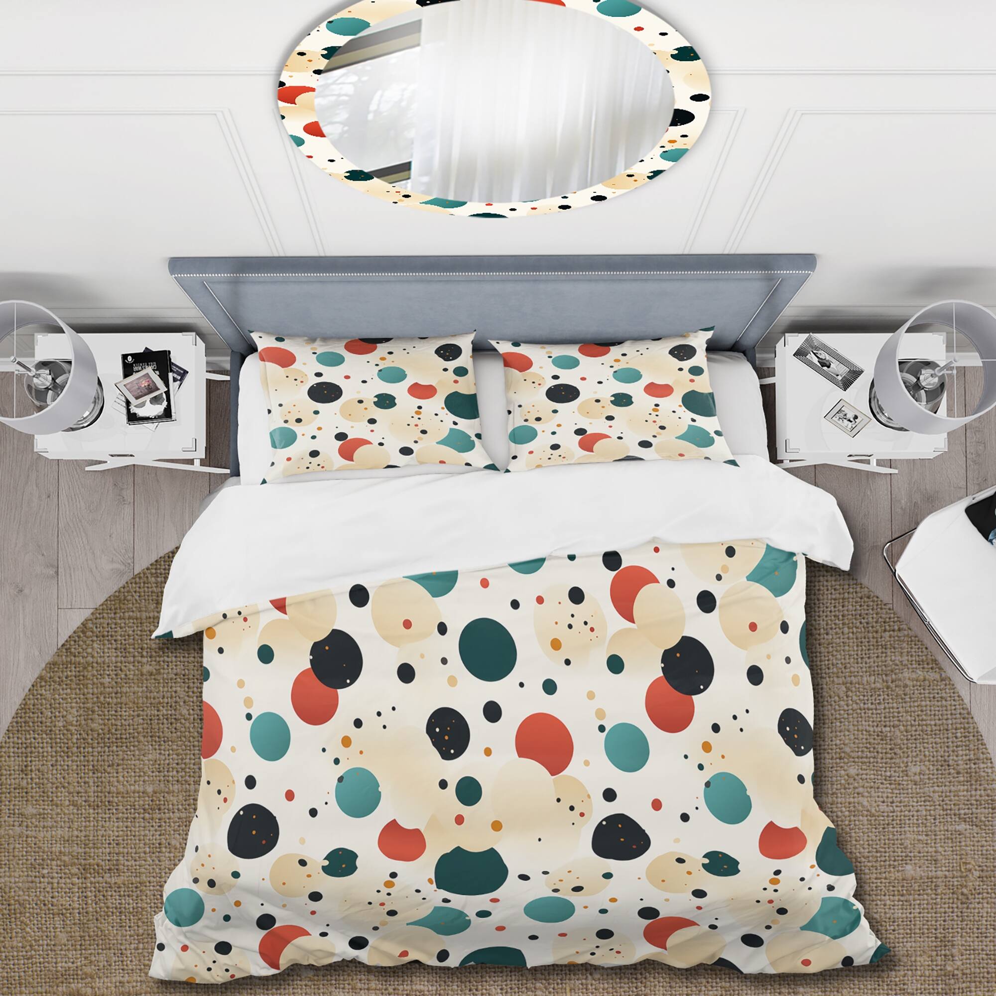 Designart "Contemporary Chic Polka Dots Pattern II" Modern Bed Cover